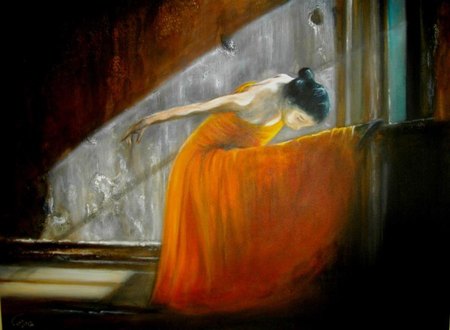 "Ballerine Au Clair de Lune" - techniques mixtes - 80 x 60 cm - Célina © - VENDU