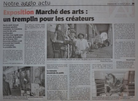 Journal "L'Alsace" - 9 août 2014 - Marché des Arts - Mulhouse